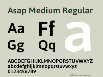 Asap Medium Regular Version 1.007;PS 001.007;hotconv 1.0.70;makeotf.lib2.5.58329 Font Sample