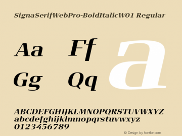 SignaSerifWebPro-BoldItalicW01 Regular Version 7.504 Font Sample