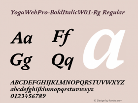 YogaWebPro-BoldItalicW01-Rg Regular Version 7.504 Font Sample