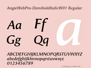 AngieWebPro-DemiboldItalicW01 Regular Version 7.504 Font Sample