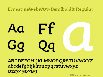 ErnestineWebW03-DemiboldIt Regular Version 7.504 Font Sample