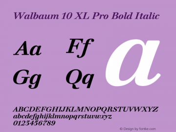 Walbaum 10 XL Pro Bold Italic Version 001.001 Font Sample
