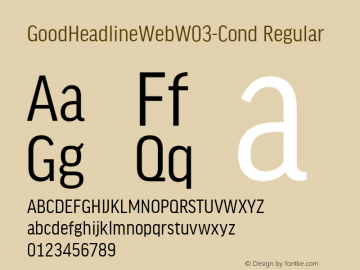 GoodHeadlineWebW03-Cond Regular Version 7.504 Font Sample