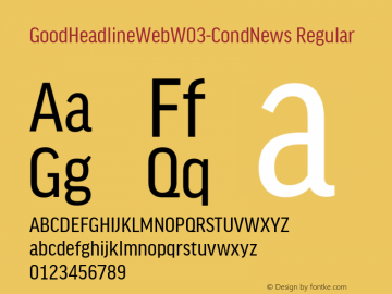 GoodHeadlineWebW03-CondNews Regular Version 7.504 Font Sample