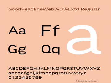 GoodHeadlineWebW03-Extd Regular Version 7.504 Font Sample