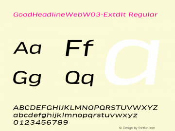 GoodHeadlineWebW03-ExtdIt Regular Version 7.504 Font Sample