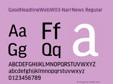 GoodHeadlineWebW03-NarrNews Regular Version 7.504 Font Sample