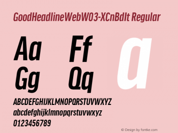 GoodHeadlineWebW03-XCnBdIt Regular Version 7.504 Font Sample