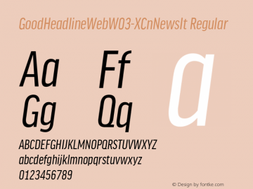 GoodHeadlineWebW03-XCnNewsIt Regular Version 7.504 Font Sample