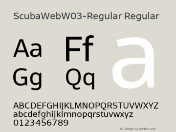 ScubaWebW03-Regular Regular Version 7.504 Font Sample