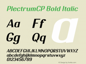 PlectrumCP Bold Italic Version 1.000;PS 001.001;hotconv 1.0.56 Font Sample