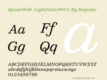 QuixoWeb-LightItalicW03-Rg Regular Version 7.504图片样张