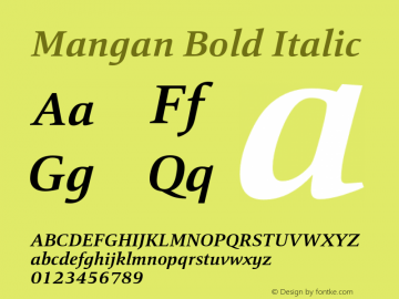 Mangan Bold Italic 1.000 Font Sample