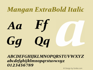 Mangan ExtraBold Italic 1.000 Font Sample