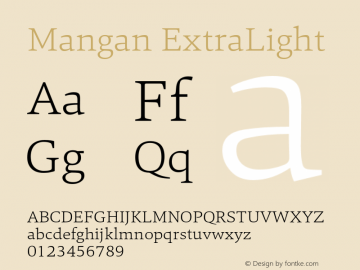 Mangan ExtraLight 1.000 Font Sample