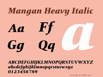 Mangan Heavy Italic 1.000 Font Sample