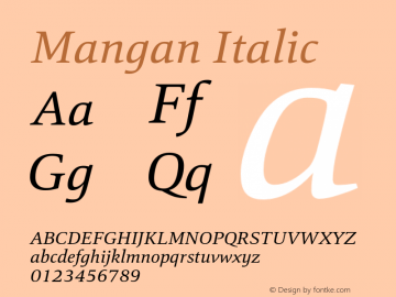 Mangan Italic 1.000 Font Sample