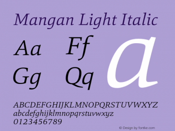 Mangan Light Italic 1.000 Font Sample