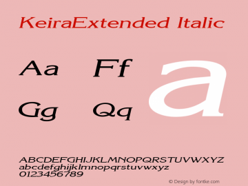 KeiraExtended Italic Altsys Fontographer 4.1 11/6/95 Font Sample