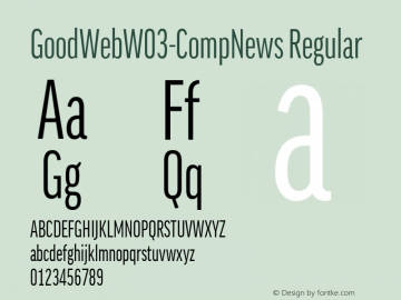 GoodWebW03-CompNews Regular Version 7.504 Font Sample