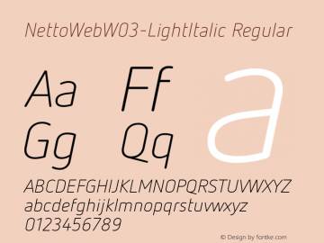 NettoWebW03-LightItalic Regular Version 7.504 Font Sample
