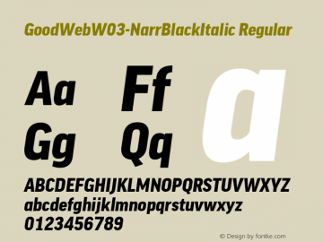 GoodWebW03-NarrBlackItalic Regular Version 7.504图片样张