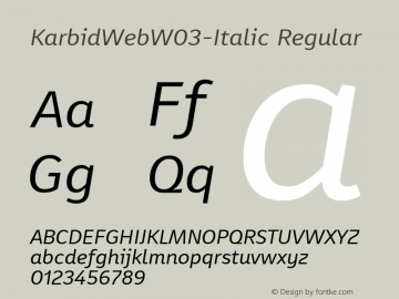 KarbidWebW03-Italic Regular Version 7.504 Font Sample