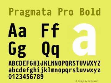 Pragmata Pro Bold Version 0.820; Font Sample