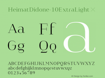 HeimatDidone-10ExtraLight ☞ Version 1.000;PS 001.000;hotconv 1.0.70;makeotf.lib2.5.58329;com.myfonts.easy.atlas-font-foundry.heimat-didone.10-extra-light.wfkit2.version.4k7s图片样张