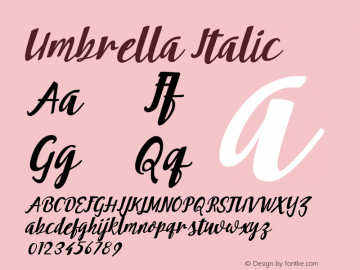 Umbrella Italic 001.000 Font Sample