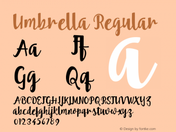 Umbrella Regular Version 001.000 Font Sample