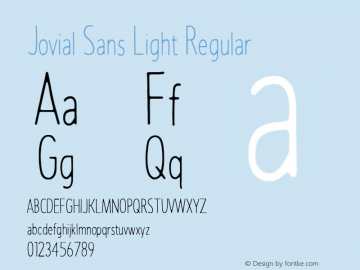 Jovial Sans Light Regular Unknown Font Sample