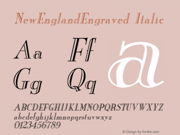 NewEnglandEngraved Italic Altsys Fontographer 4.1 11/6/95图片样张