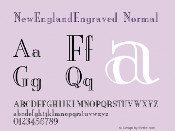 NewEnglandEngraved Normal Altsys Fontographer 4.1 11/6/95图片样张