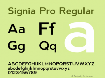 Signia Pro Regular Version 1.000;PS 001.001;hotconv 1.0.56图片样张