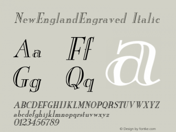 NewEnglandEngraved Italic Altsys Fontographer 4.1 11/6/95图片样张