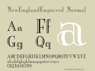 NewEnglandEngraved Normal Altsys Fontographer 4.1 11/6/95图片样张