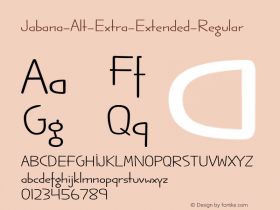 Jabana-Alt-Extra-Extended-Regular ☞ Version 0.000;PS 0.0;hotconv 1.0.72;makeotf.lib2.5.5900;com.myfonts.easy.nils-types.jabana-alt.extra-extended-regular.wfkit2.version.4mvT Font Sample