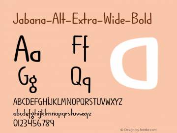 Jabana-Alt-Extra-Wide-Bold ☞ Version 1.000;PS 1.0;hotconv 1.0.72;makeotf.lib2.5.5900;com.myfonts.easy.nils-types.jabana-alt.extra-wide-bold.wfkit2.version.4mvQ Font Sample