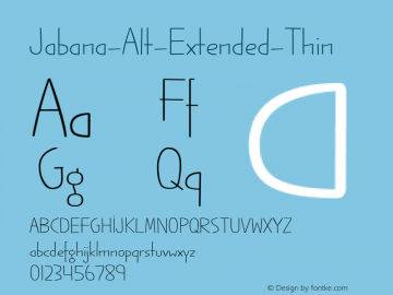 Jabana-Alt-Extended-Thin ☞ Version 1.000;PS 1.0;hotconv 1.0.72;makeotf.lib2.5.5900;com.myfonts.easy.nils-types.jabana-alt.extended-thin.wfkit2.version.4mvW Font Sample