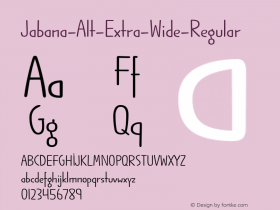 Jabana-Alt-Extra-Wide-Regular ☞ Version 0.000;PS 0.0;hotconv 1.0.72;makeotf.lib2.5.5900;com.myfonts.easy.nils-types.jabana-alt.extra-wide-regular.wfkit2.version.4mvP Font Sample