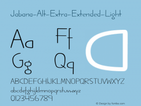 Jabana-Alt-Extra-Extended-Light ☞ Version 0.000;PS 0.0;hotconv 1.0.72;makeotf.lib2.5.5900;com.myfonts.easy.nils-types.jabana-alt.extra-extended-light.wfkit2.version.4mvV Font Sample