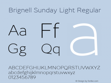 Brignell Sunday Light Regular Version 001.001 Font Sample