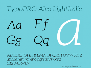 TypoPRO Aleo LightItalic Version 1.1 Font Sample