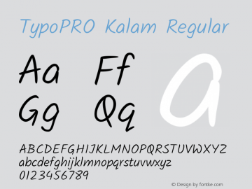 TypoPRO Kalam Regular Version 1.200;PS 1.0;hotconv 1.0.78;makeotf.lib2.5.61930; ttfautohint (v1.1) -l 7 -r 28 -G 50 -x 13 -D latn -f deva -w G图片样张