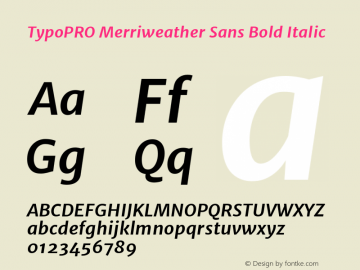 TypoPRO Merriweather Sans Bold Italic Version 1.000图片样张