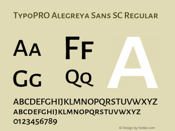 TypoPRO Alegreya Sans SC Regular Version 1.000;PS 001.000;hotconv 1.0.70;makeotf.lib2.5.58329 DEVELOPMENT图片样张