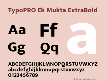 TypoPRO Ek Mukta ExtraBold Version 1.2 Font Sample