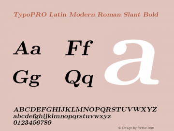 TypoPRO Latin Modern Roman Slant Bold Version 2.004;PS 2.004;hotconv 1.0.49;makeotf.lib2.0.14853 Font Sample