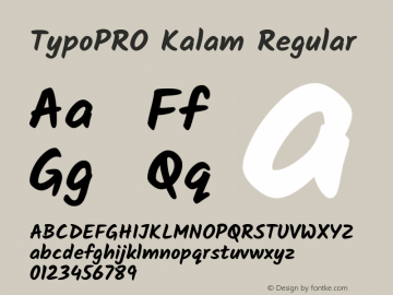 TypoPRO Kalam Regular Version 1.200;PS 1.0;hotconv 1.0.78;makeotf.lib2.5.61930; ttfautohint (v1.1) -l 7 -r 28 -G 50 -x 13 -D latn -f deva -w G图片样张